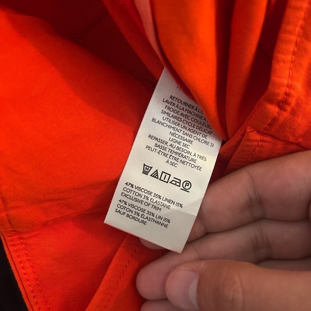 Maeve By Anthropologie Women’s Orange Cropped Linen Stretchy Pull-On Pants Sz 0 - Picture 6 of 6